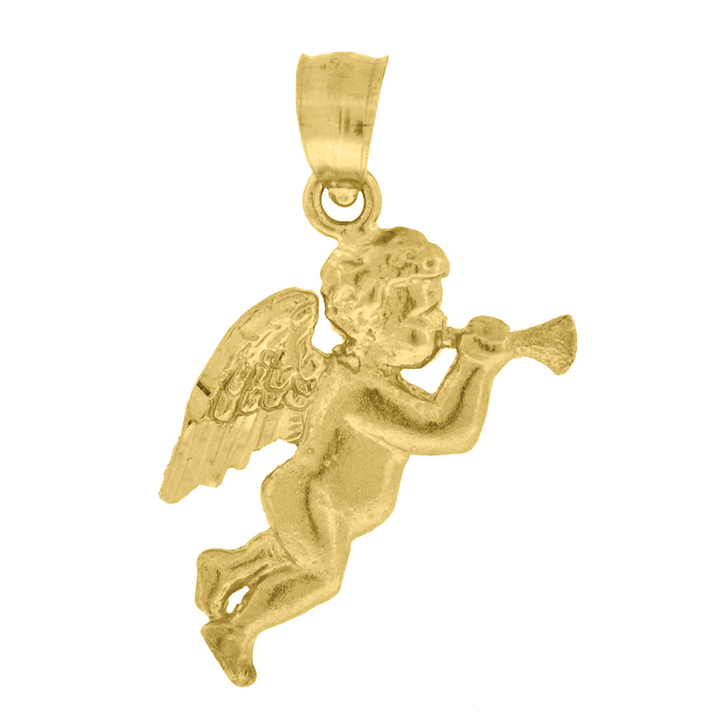 Image Title 10kt Yellow Gold Unisex Polished Finish Cupid Angel Religious Charm Pendant