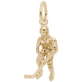 Image Title Rembrandt Charms 10K Yellow Gold Hockey Player, Female Charm Pendant