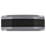 Image Title Tungsten Center Black Carbon Fiber Inlay Beveled Edges Mens Comfort-fit 8mm Sizes 7 - 14 Wedding Anniversary Band