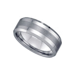 Image Title Tungsten Center Brushed Beveled Edges Comfort-fit 8mm Sizes 7 - 14 Mens Wedding Band