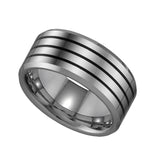 Image Title Tungsten Mens Black Lines Mens Wedding Band Comfort-Fit 9mm Size-13.5
