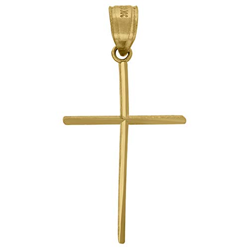 Image Title 10kt Gold DC Unisex Cross Ht:30.3mm x W:15.9mm Religious Charm Pendant