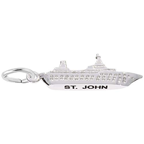 Image Title Rembrandt Charms 925 Sterling Silver St. John Cruise Ship Charm Pendant