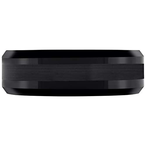 Image Title Tungsten Black Center Brushed Beveled Edges Mens Comfort-fit 8mm Size-7.5 Wedding Anniversary Band