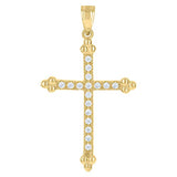 Image Title 10kt Gold Two-tone CZ Unisex Cross Ht:34.2mm x W:19.1mm Religious Charm Pendant