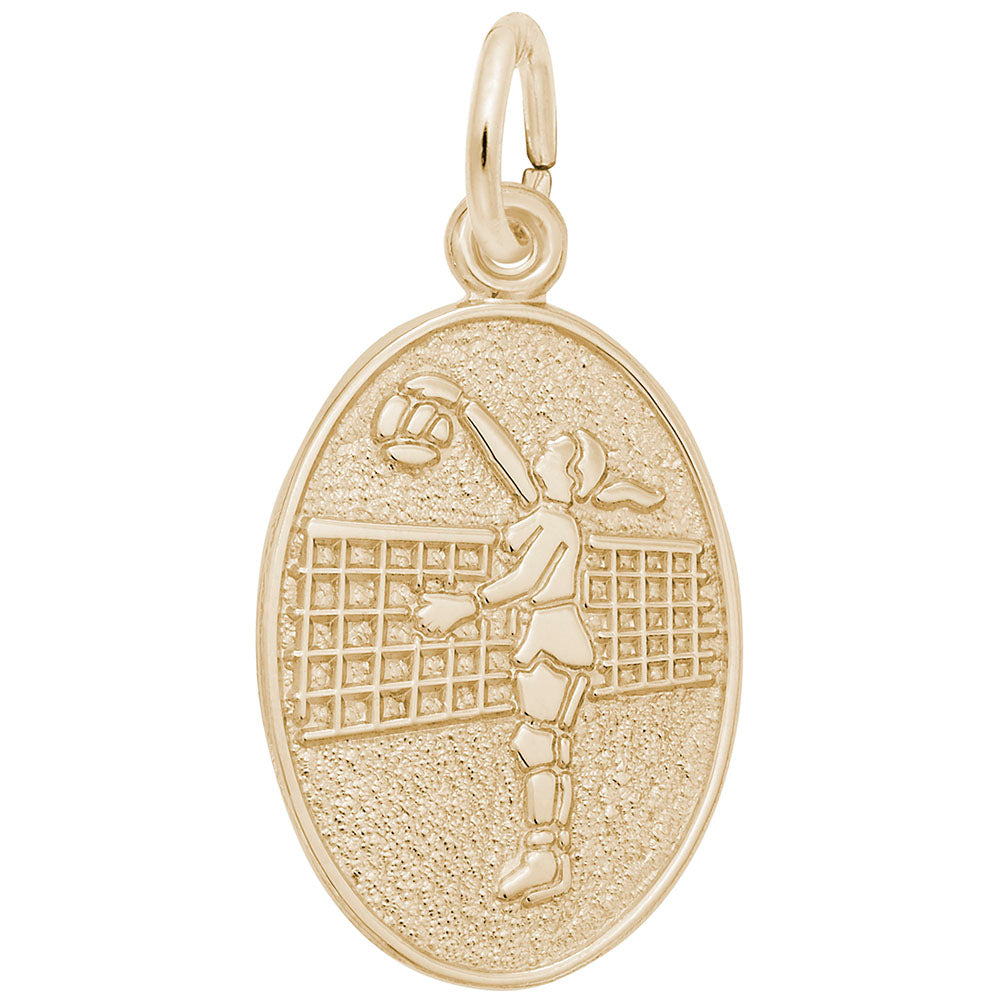 Image Title Rembrandt Charms Gold Plated Sterling Silver Female Volleyball Charm Pendant