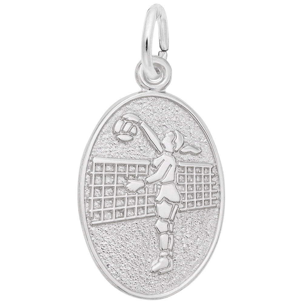 Image Title Rembrandt Charms Female Volleyball Charm Pendant Available in Gold or Sterling Silver