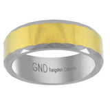 Image Title Tungsten Two-tone Multi-facet edges Mens Comfort-fit 7mm Size-8.5 Wedding Anniversary Band