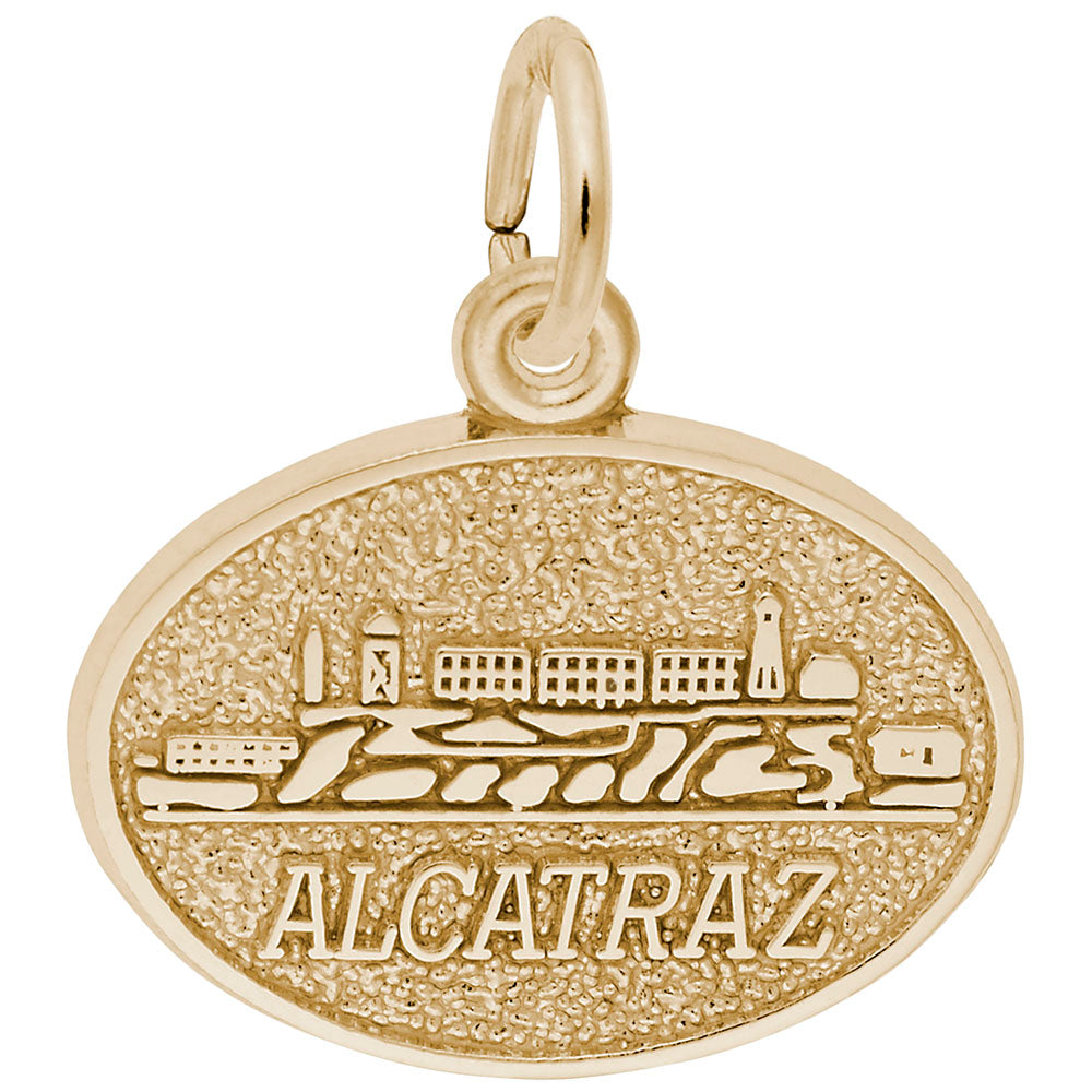 Image Title Rembrandt Charms 14K Yellow Gold Alcatraz Charm Pendant