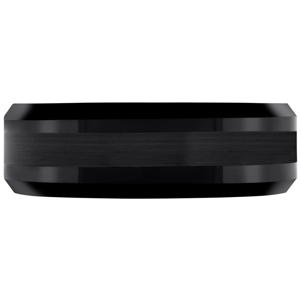 Image Title Tungsten Black Center Brushed Beveled Edges Mens Comfort-fit 8mm Sizes 7 - 14 Wedding Anniversary Band
