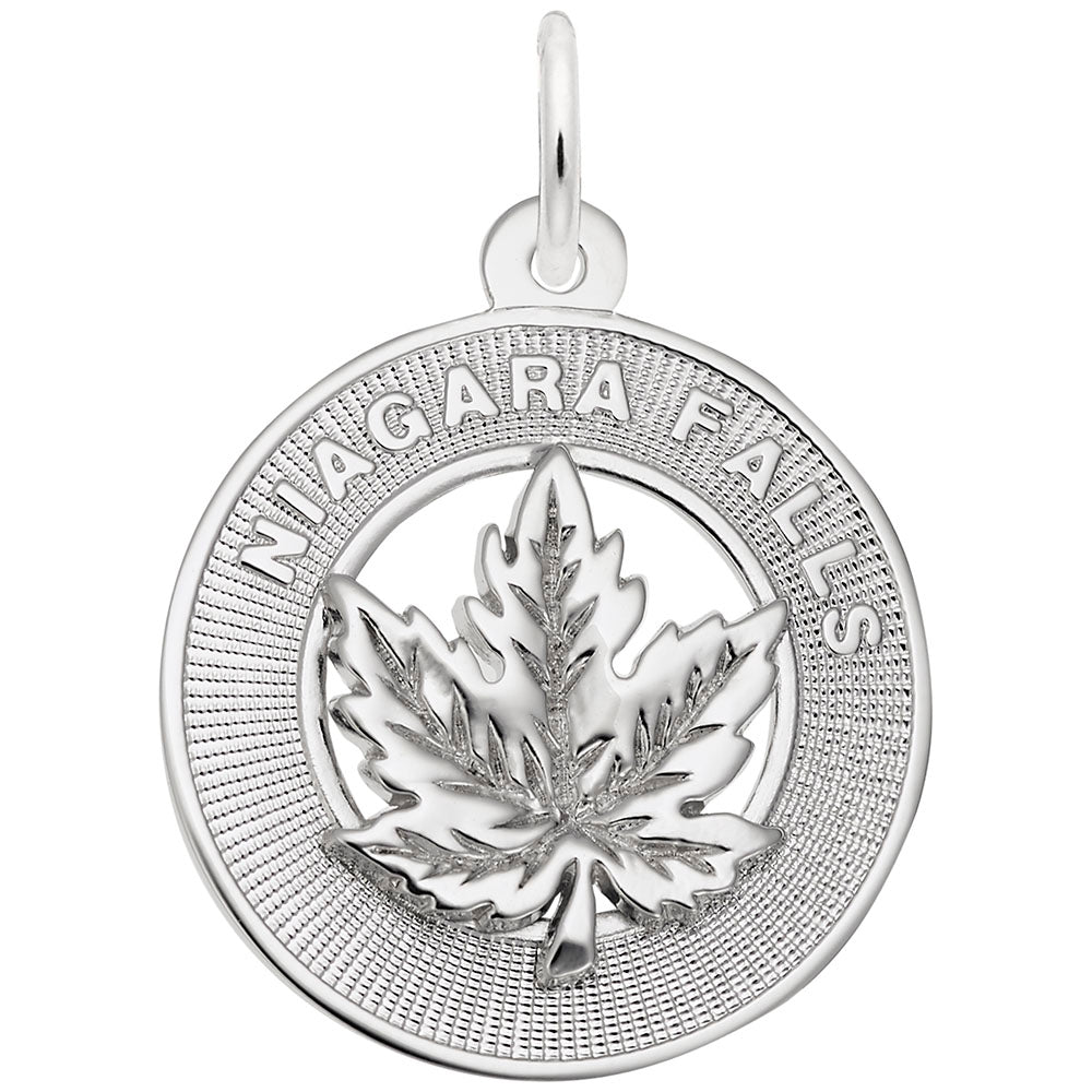 Image Title Rembrandt Charms 925 Sterling Silver Niagara Falls Maple Leaf Charm Pendant