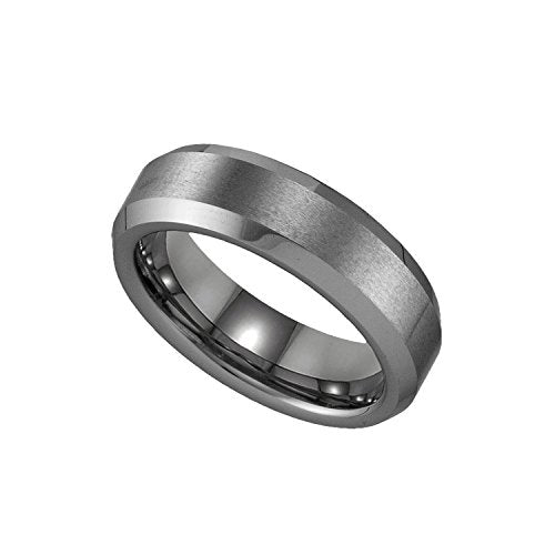 Image Title Tungsten Matte Finish Center Beveled Edge Comfort-fit 8mm Size-13.5 Mens Wedding Band