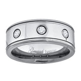 Image Title Tungsten CZ Offset Grooves Polished Mens Comfort-fit 8mm Size-14 Wedding Anniversary Band
