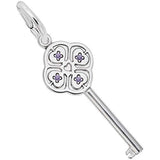 Image Title Rembrandt Charms 925 Sterling Silver Key Lg 4 Heart Feb Charm Pendant