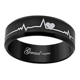 Image Title Tungsten Black Heart Beat EKG Comfort-fit 8mm Sizes 7 - 14 Mens Wedding Band