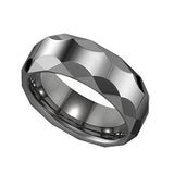 Image Title Tungsten Plain Comfort-fit 8mm Size-9 Mens Wedding Band with Faceted Edges