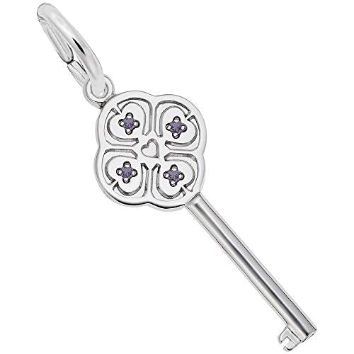 Image Title Rembrandt Charms Key Lg 4 Heart June Charm Pendant Available in Gold or Sterling Silver