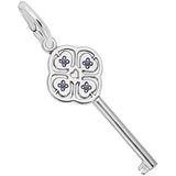 Image Title Rembrandt Charms Key Lg 4 Heart June Charm Pendant Available in Gold or Sterling Silver