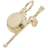 Image Title Rembrandt Charms Gold Plated Sterling Silver Top Hat, Cane & Gloves Charm Pendant