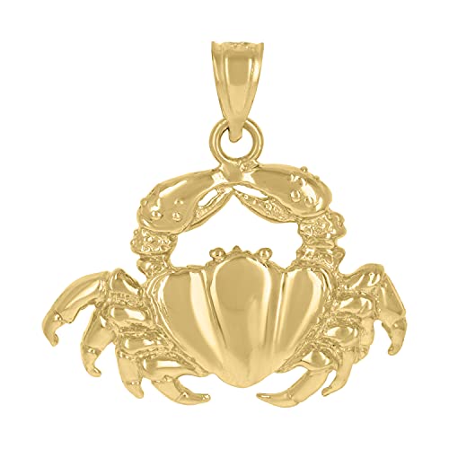 Image Title 10kt Gold DC Polished Unisex Crab Ht:26.2mm x W:26.5mm Animal Charm Pendant