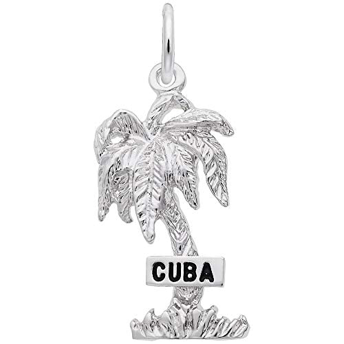 Image Title Rembrandt Charms 925 Sterling Silver Cuba Palm W/Sign Charm Pendant