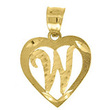 Image Title 10kt Gold DC Womens Letter W Ht:20.5mm x W:14.9mm Initial Charm Pendant