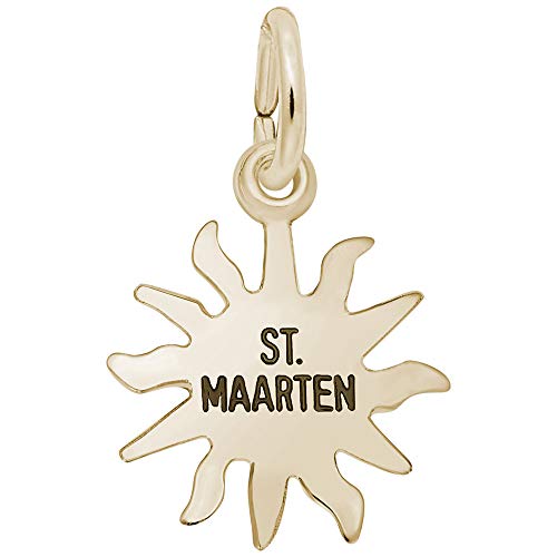 Image Title Rembrandt Charms Gold Plated Sterling Silver St. Maarten Sun Small Charm Pendant