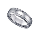 Image Title Tungsten Shiny Comfort-fit 7mm Size-12 Mens Wedding Band with Grooves