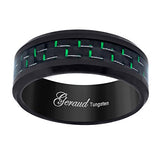 Image Title Tungsten Black Green Carbon Fiber Inlay Mens Comfort-fit 8mm Size-12 Wedding Anniversary Band