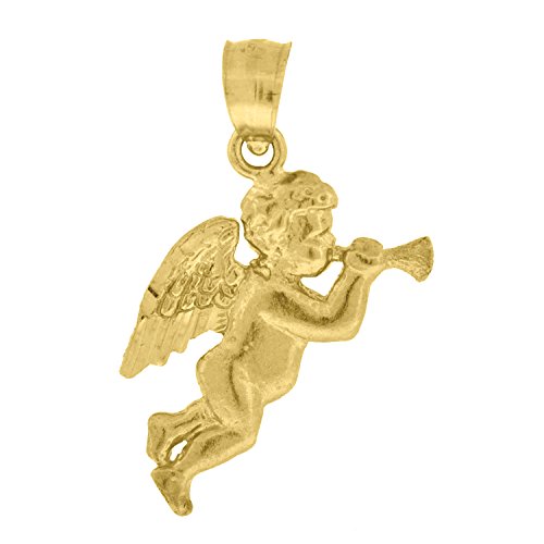 Image Title 10kt Yellow Gold Unisex Polished Finish Cupid Angel Religious Charm Pendant