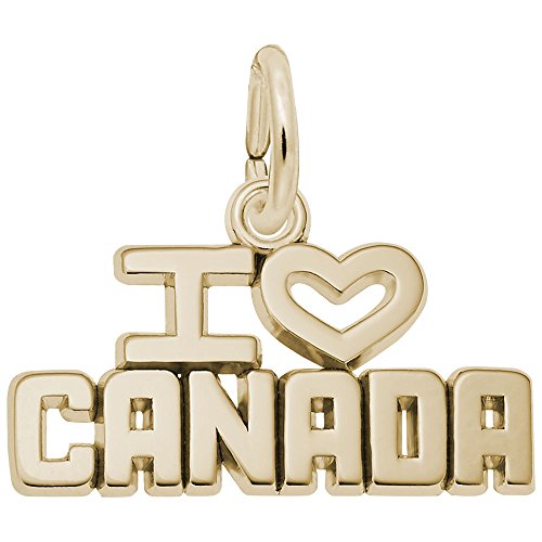 Image Title Rembrandt Charms Gold Plated Sterling Silver I Love Canada Charm Pendant