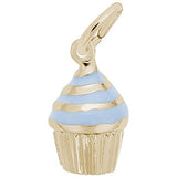 Image Title Rembrandt Charms 14K Yellow Gold Cupcake - Blue Icing Charm Pendant