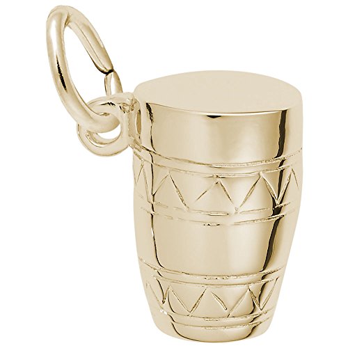 Image Title Rembrandt Charms Gold Plated Sterling Silver Bongo Drum Charm Pendant