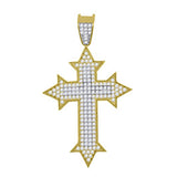 Image Title 10kt Gold Two-tone CZ Mens Cross Ht:52.5mm x W:30.5mm Religious Charm Pendant