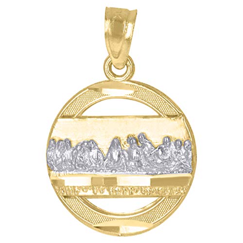 Image Title 10kt Gold CZ DC Womens Last Supper Ht:19.7mm x W:13.5mm Religious Charm Pendant