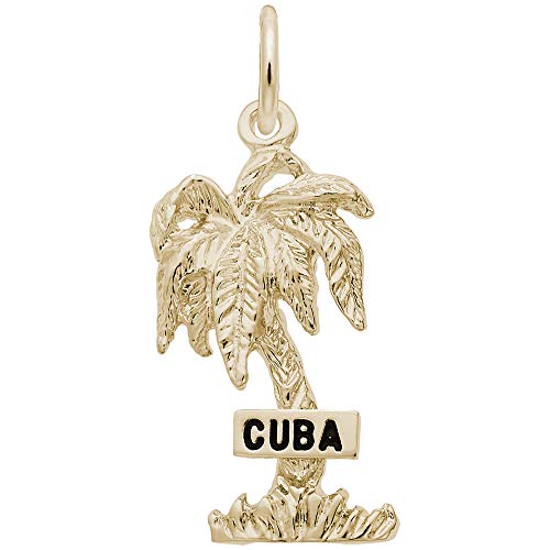 Image Title Rembrandt Charms 10K Yellow Gold Cuba Palm W/Sign Charm Pendant