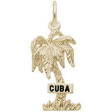Image Title Rembrandt Charms 10K Yellow Gold Cuba Palm W/Sign Charm Pendant