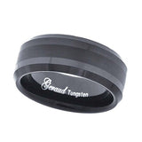 Image Title Tungsten Black Center Brushed Beveled Edges Mens Comfort-fit 8mm Size-14 Wedding Anniversary Band