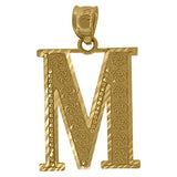 Image Title 10kt Yellow Gold Unisex Diamond-cut Initial Letter M Charm Pendant