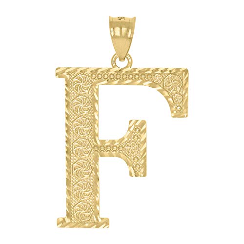 Image Title 10kt Gold DC Mens Letter F Ht:46.3mm x W:26.2mm Initial Charm Pendant