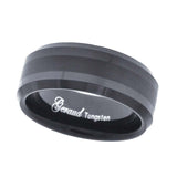 Image Title Tungsten Black Center Brushed Beveled Edges Mens Comfort-fit 8mm Size-9.5 Wedding Anniversary Band