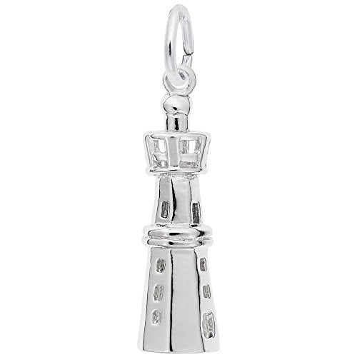 Image Title Rembrandt Charms 925 Sterling Silver Lighthouse Charm Pendant