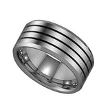 Image Title Tungsten Mens Black Lines Mens Wedding Band Comfort-Fit 9mm Size-13.5