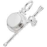 Image Title Rembrandt Charms 925 Sterling Silver Top Hat, Cane & Gloves Charm Pendant