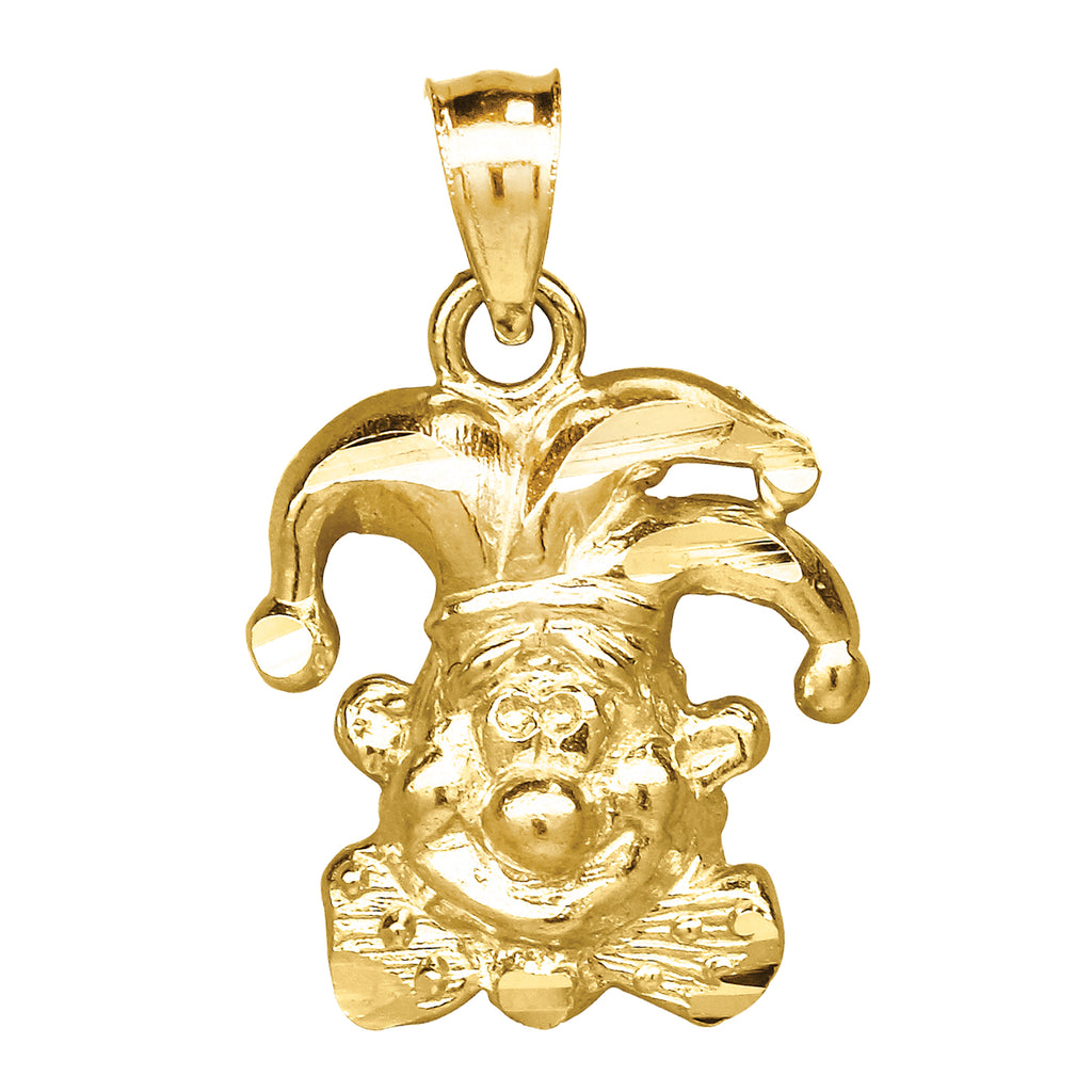 Image Title 10kt Gold Textured Unisex Clown Ht:21.1mm x W:13.1mm Fashion Charm Pendant