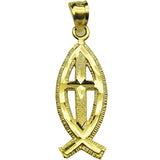 Image Title 10kt Gold DC Unisex Christian Cross Ht:33.5mm x W:10.5mm Religious Charm Pendant