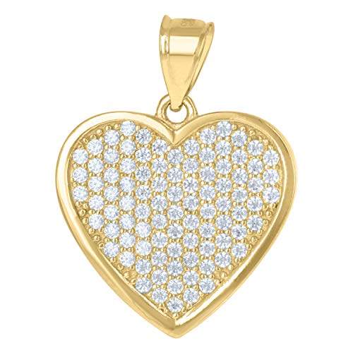 Image Title 10kt Gold CZ Womens Ht:23.8mm x W:18.4mm Heart Charm Pendant