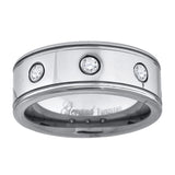 Image Title Tungsten CZ Offset Grooves Polished Mens Comfort-fit 8mm Sizes 7 - 14 Wedding Anniversary Band