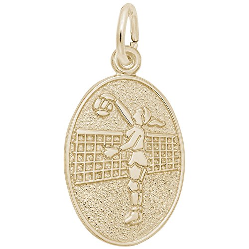 Image Title Rembrandt Charms Gold Plated Sterling Silver Female Volleyball Charm Pendant