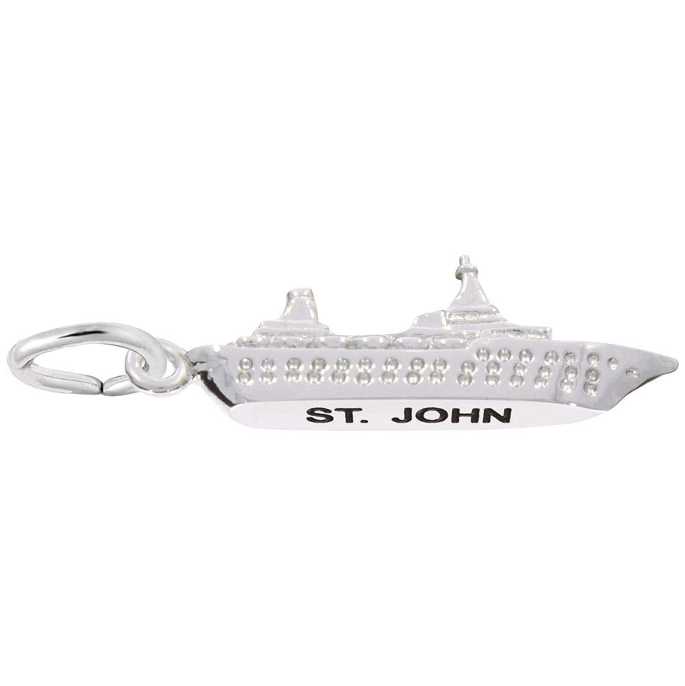 Image Title Rembrandt Charms 925 Sterling Silver St. John Cruise Ship Charm Pendant